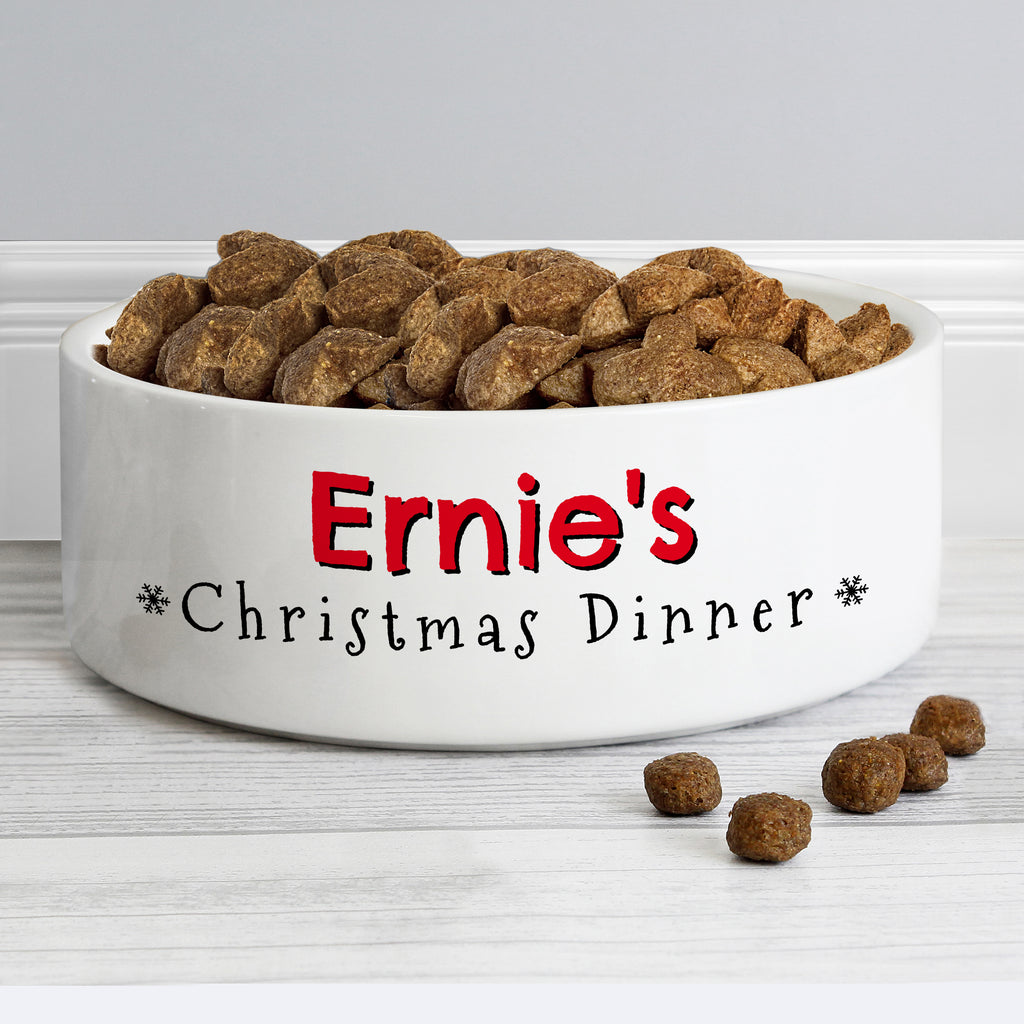 Personalised Christmas Dinner 15cm Medium Pet Bowl