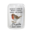 Personalised Robin Memorial Feather Tealight Holder