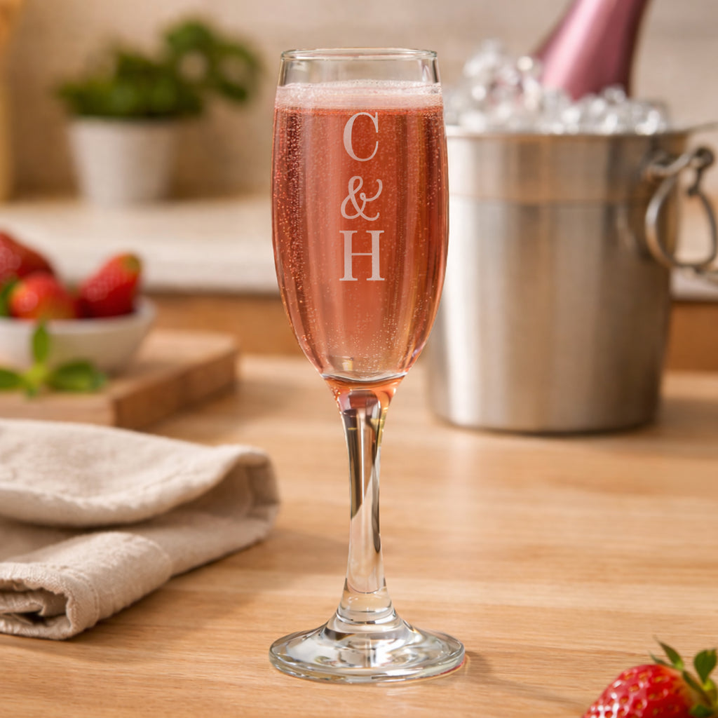 Personalised Couples Initials Flute Glass
