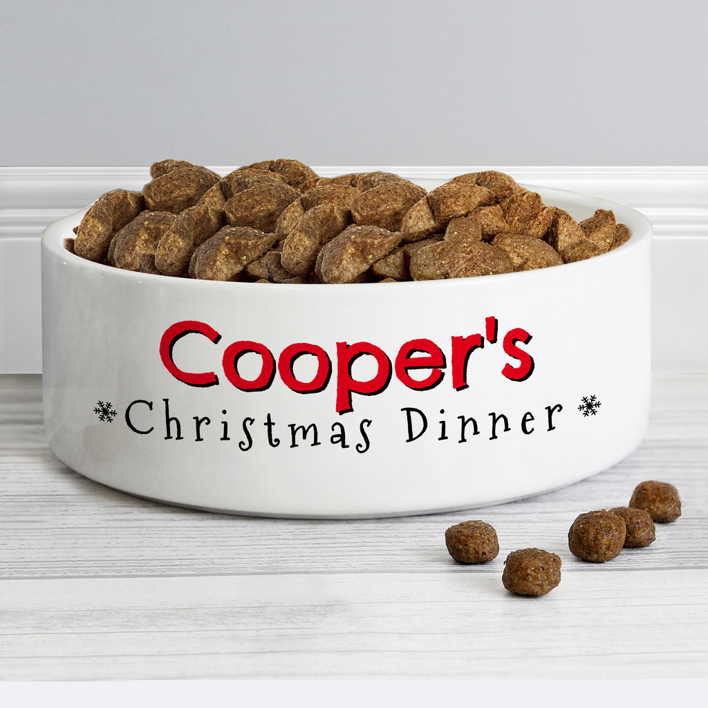 Personalised Christmas Dinner 15cm Medium Pet Bowl