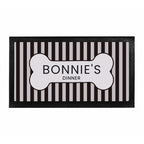 Personalised Black Stripe Pet Bowl Mat