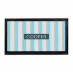 Personalised Blue Stripe Pet Bowl Mat