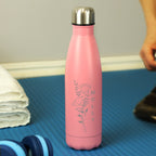 Personalised Floral Pink Metal Insulated Drinks Bottle