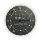 Personalised Black & Gold Slate Clock