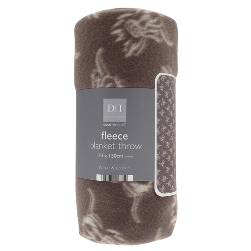 Highland Cow Design Fleece Blanket Throws 120x150cm - Mocha (limit stock)