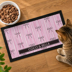 Personalised Pink Bow Pet Bowl Mat