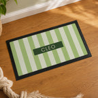 Personalised Green Stripe Pet Bowl Mat
