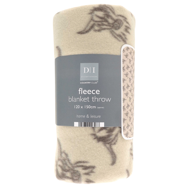 Highland Cow Design Fleece Blanket Throws 120x150cm - Natural