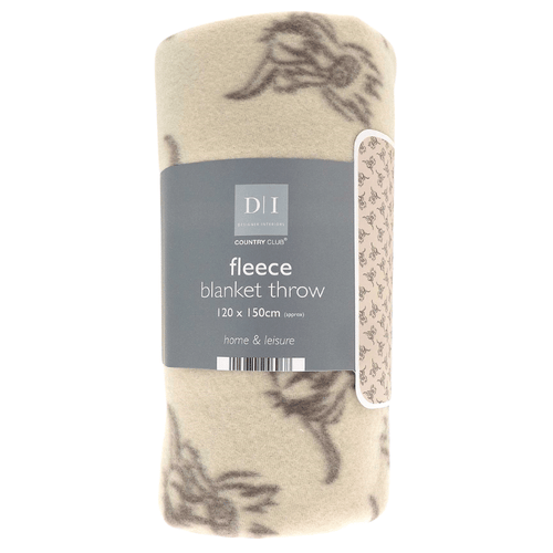Highland Cow Design Fleece Blanket Throws 120x150cm - Natural