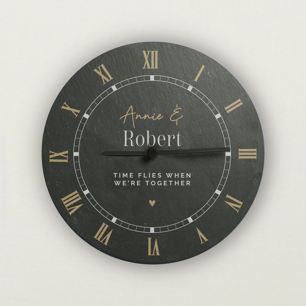 Personalised Black & Gold Slate Clock