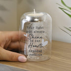 Personalised In Our Hearts Memorial Feather Tealight Holder
